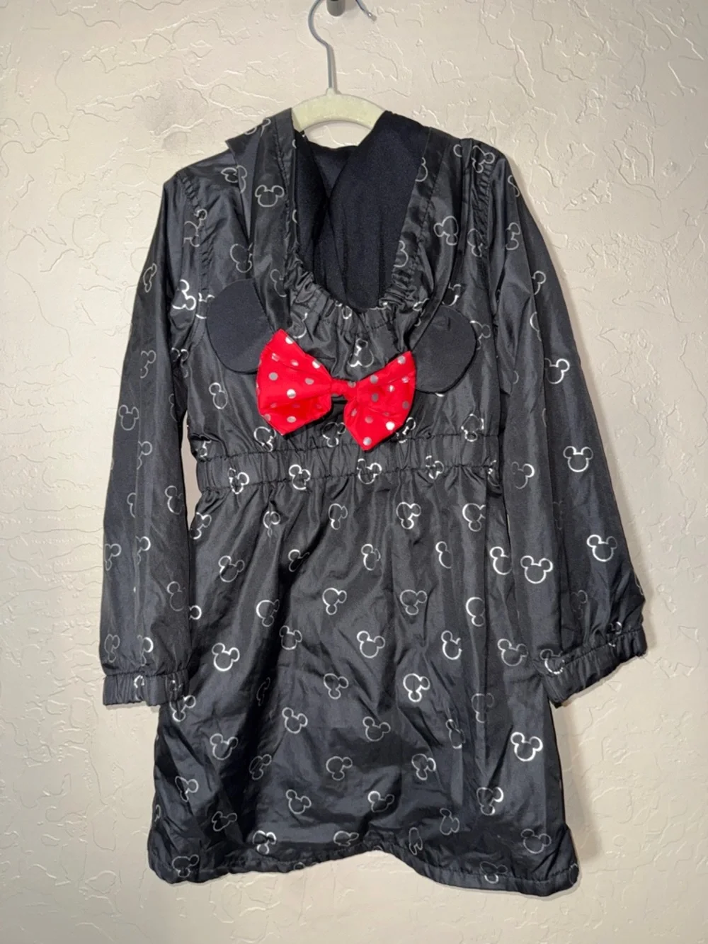 Disney Minnie Mouse hooded with ears full zip rain jacket windbreaker size 6